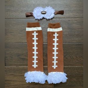 Baby football leg warmers and headband EUC